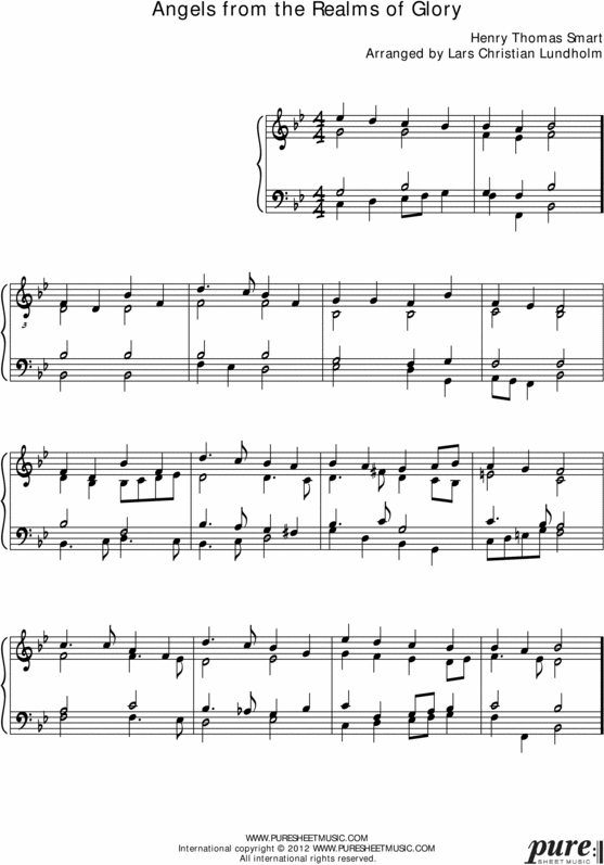 Product picture Angels from the Realms of Glory Pure Sheet Music for Piano, Arranged by Lars Christian Lundholm