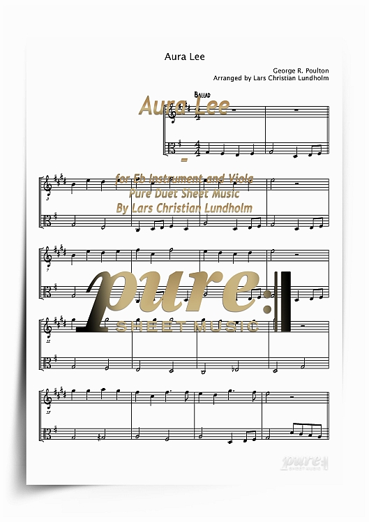 Product picture Aura Lee for Eb Instrument and Viola (PDF file), Pure Sheet Music arranged by Lars Christian Lundholm