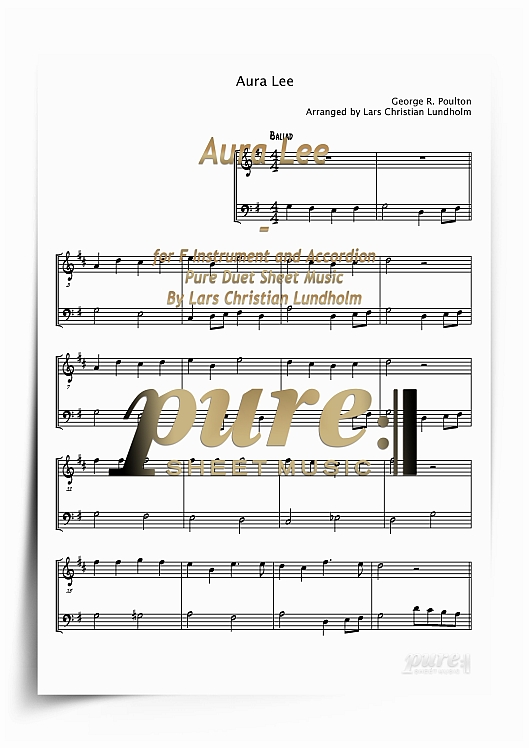 Product picture Aura Lee for F Instrument and Accordion (PDF file), Pure Sheet Music arranged by Lars Christian Lundholm