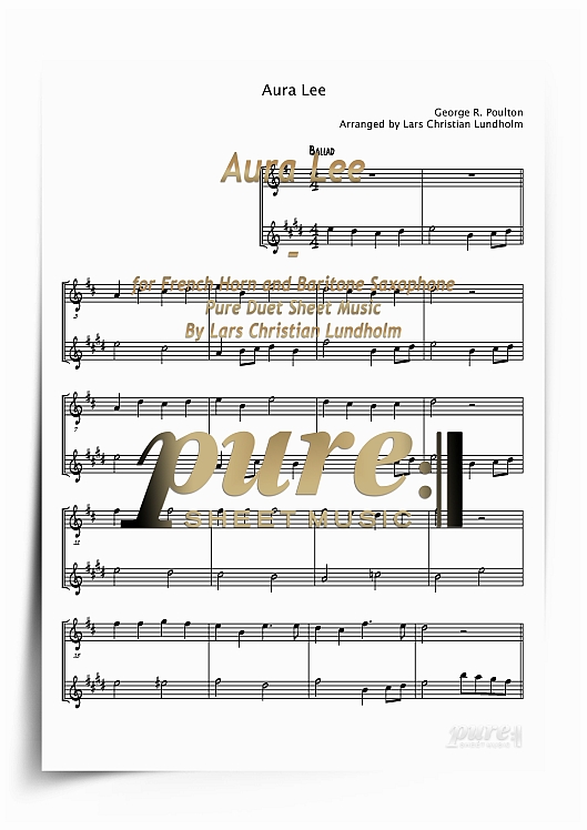 Product picture Aura Lee for French Horn and Baritone Saxophone (PDF file), Pure Sheet Music arranged by Lars Christian Lundholm