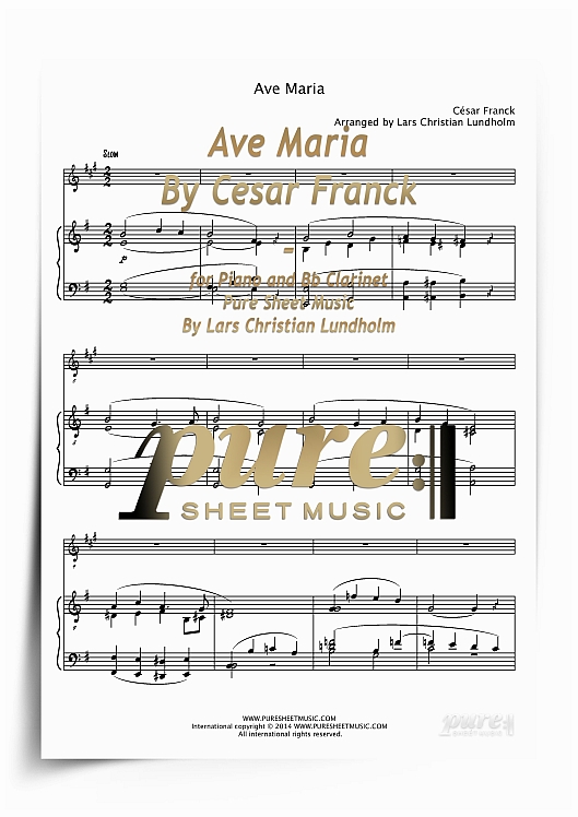 Product picture Ave Maria By Cesar Franck for Piano and Bb Clarinet (PDF file), Pure Sheet Music arranged by Lars Christian Lundholm