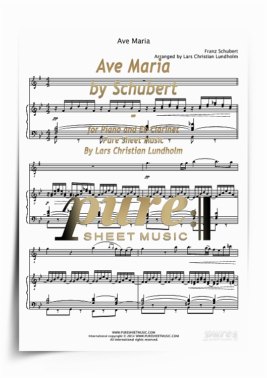 Product picture Ave Maria by Schubert for Piano and Eb Clarinet (PDF file), Pure Sheet Music arranged by Lars Christian Lundholm