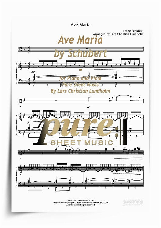Product picture Ave Maria by Schubert for Piano and Viola (PDF file), Pure Sheet Music arranged by Lars Christian Lundholm