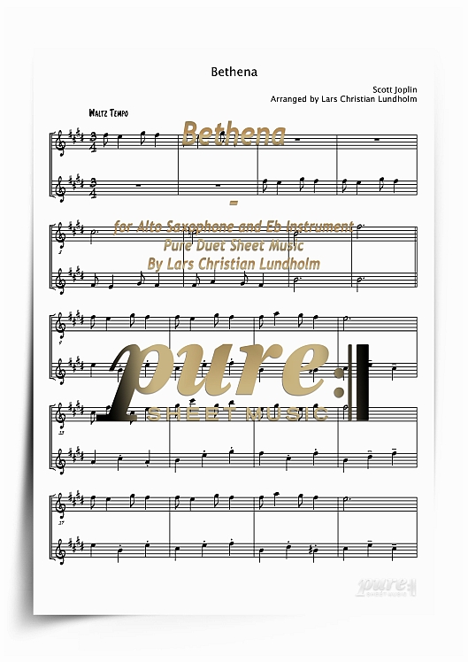 Product picture Bethena for Alto Saxophone and Eb Instrument (PDF file), Pure Sheet Music arranged by Lars Christian Lundholm