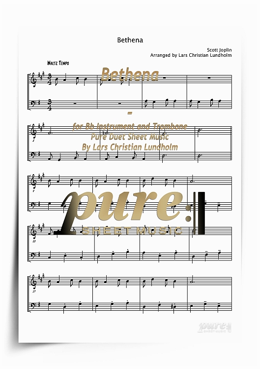 Product picture Bethena for Bb Instrument and Trombone (PDF file), Pure Sheet Music arranged by Lars Christian Lundholm