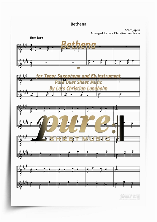Product picture Bethena for Tenor Saxophone and Eb Instrument (PDF file), Pure Sheet Music arranged by Lars Christian Lundholm