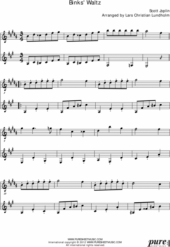 Product picture Binks Waltz Pure Sheet Music Duet for Alto Saxophone and French Horn, Arranged by Lars Christian Lundholm