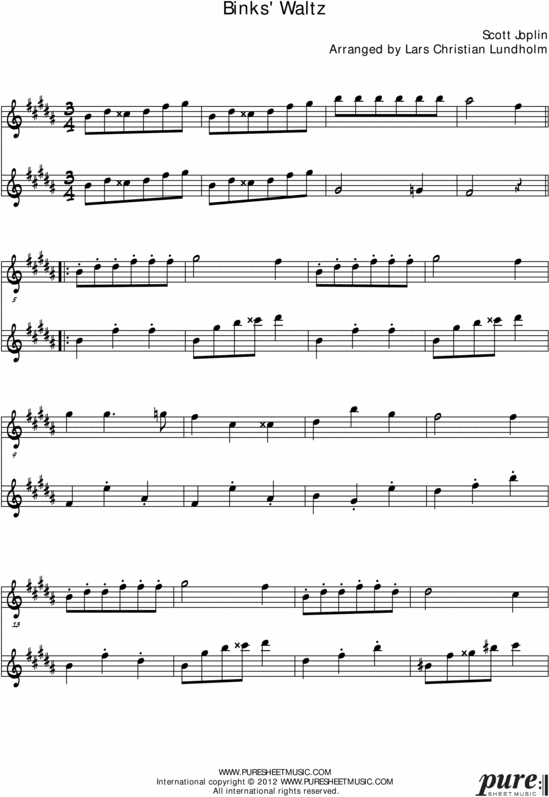 Product picture Binks Waltz Pure Sheet Music Duet for Baritone Saxophone Duo, Arranged by Lars Christian Lundholm