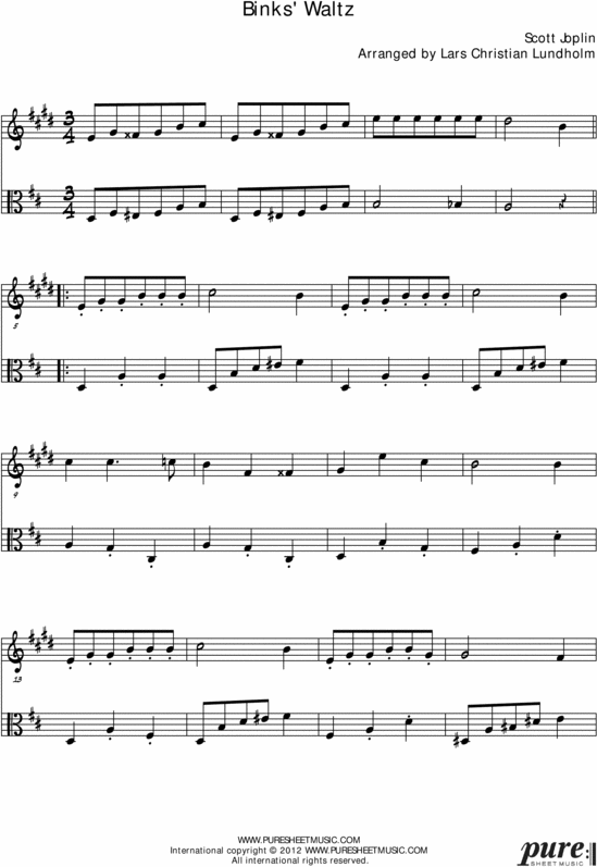 Product picture Binks Waltz Pure Sheet Music Duet for Clarinet and Viola, Arranged by Lars Christian Lundholm