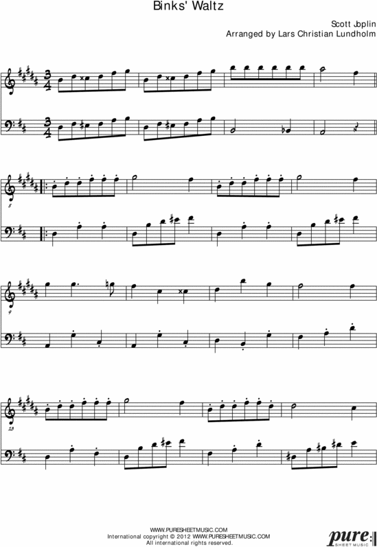 Product picture Binks Waltz Pure Sheet Music Duet for Eb Instrument and Trombone, Arranged by Lars Christian Lundholm