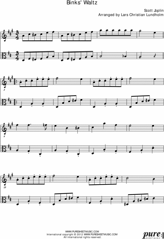 Product picture Binks Waltz Pure Sheet Music Duet for English Horn and Viola, Arranged by Lars Christian Lundholm