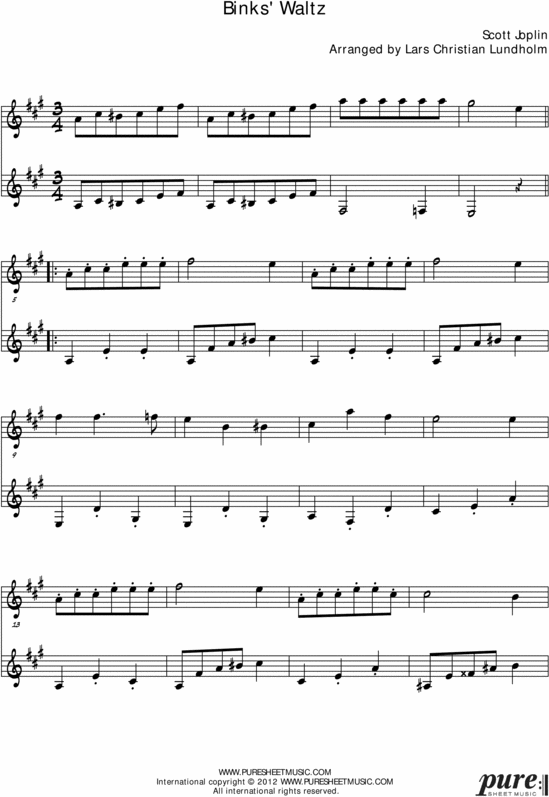 Product picture Binks Waltz Pure Sheet Music Duet for Guitar and Viola, Arranged by Lars Christian Lundholm