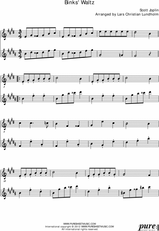 Product picture Binks Waltz Pure Sheet Music Duet for Trumpet and Baritone Saxophone, Arranged by Lars Christian Lundholm