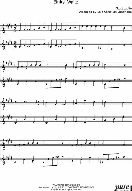 Product picture Binks Waltz Pure Sheet Music Duet for Trumpet and Tenor Saxophone, Arranged by Lars Christian Lundholm