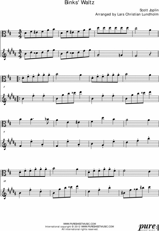 Product picture Binks Waltz Pure Sheet Music Duet for Viola and Baritone Saxophone, Arranged by Lars Christian Lundholm