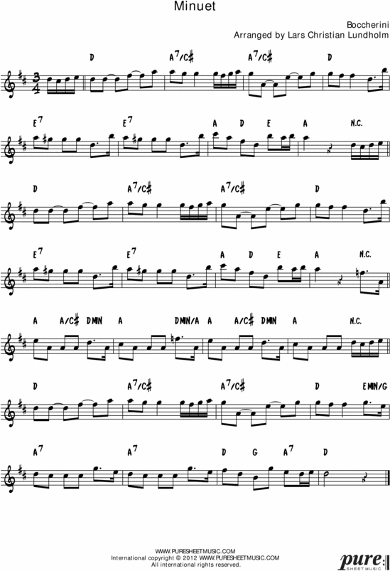 Product picture Boccherinis Minuet Pure Sheet Music Solo for French Horn, Arranged by Lars Christian Lundholm