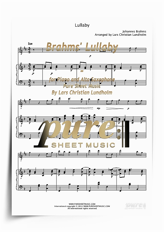Product picture Brahms&lsquo; Lullaby for Piano and Alto Saxophone (PDF file), Pure Sheet Music arranged by Lars Christian Lundholm
