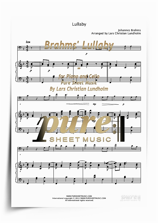 Product picture Brahms&lsquo; Lullaby for Piano and Cello (PDF file), Pure Sheet Music arranged by Lars Christian Lundholm