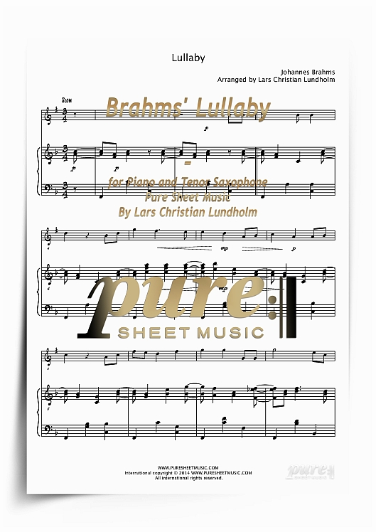 Product picture Brahms&lsquo; Lullaby for Piano and Tenor Saxophone (PDF file), Pure Sheet Music arranged by Lars Christian Lundholm