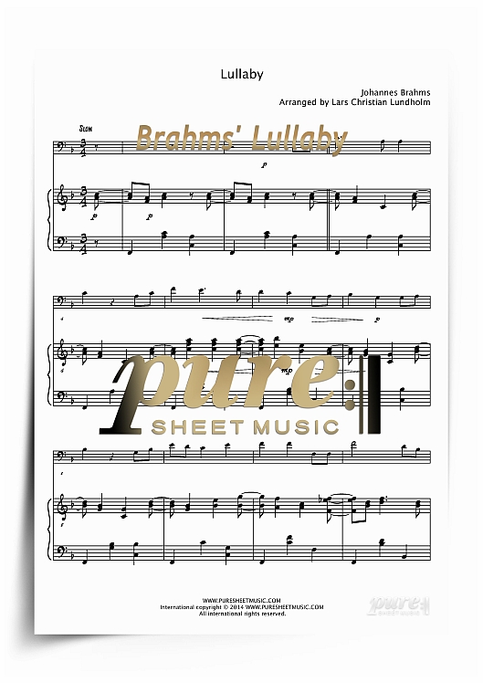 Product picture Brahms&lsquo; Lullaby for Piano and Viola (PDF file), Pure Sheet Music arranged by Lars Christian Lundholm