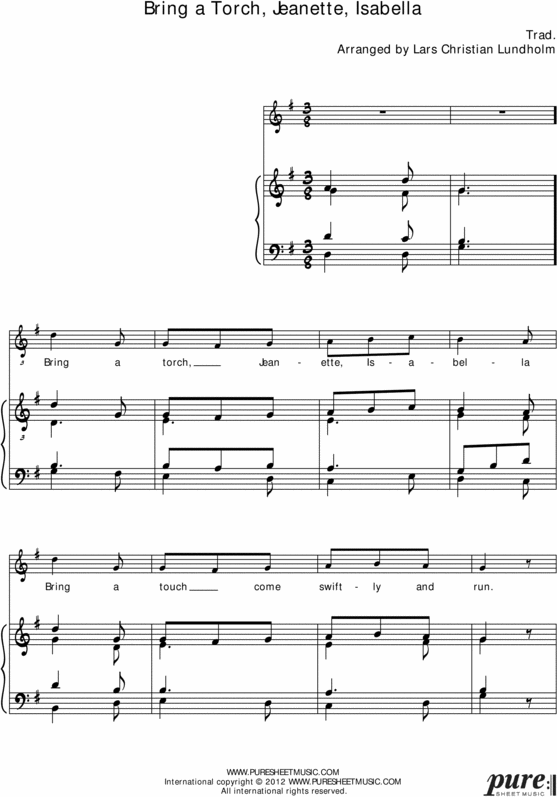 Product picture Bring a Torch, Jeanette, Isabella Pure Sheet Music for Organ and Voice, Arranged by Lars Christian Lundholm
