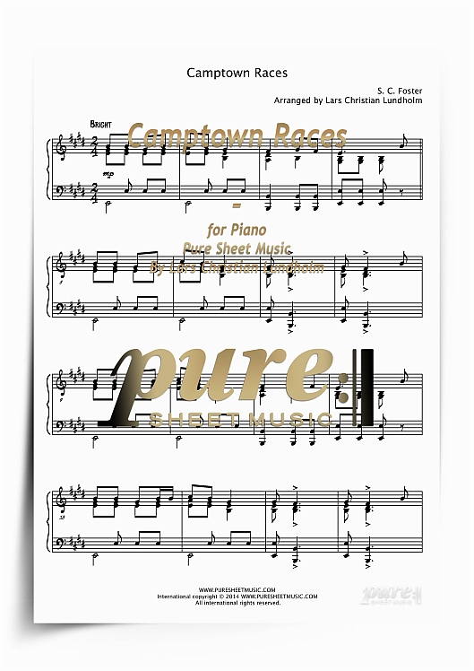 Product picture Camptown Races for Piano (PDF file), Pure Sheet Music arranged by Lars Christian Lundholm