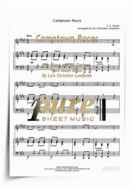 Product picture Camptown Races for Piano and Bb Clarinet (PDF file), Pure Sheet Music arranged by Lars Christian Lundholm