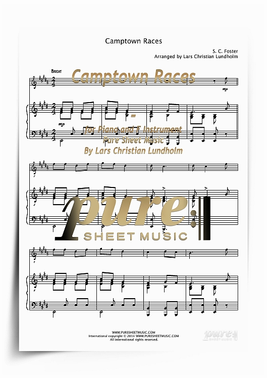 Product picture Camptown Races for Piano and F Instrument (PDF file), Pure Sheet Music arranged by Lars Christian Lundholm