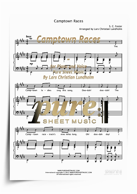 Product picture Camptown Races for Piano and Voice (PDF file), Pure Sheet Music arranged by Lars Christian Lundholm