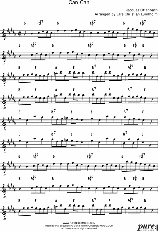 Product picture Can-can Pure Sheet Music Solo for Alto Saxophone, Arranged by Lars Christian Lundholm