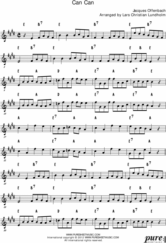 Product picture Can-can Pure Sheet Music Solo for Bb Instrument, Arranged by Lars Christian Lundholm