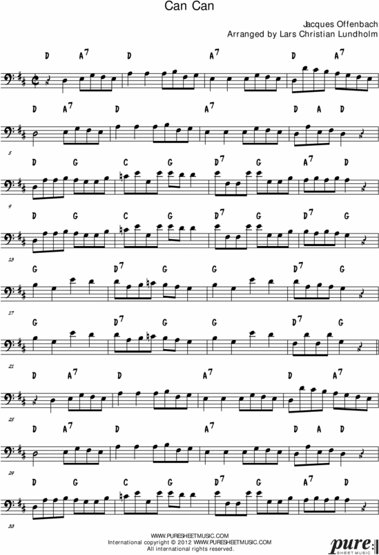 Product picture Can-can Pure Sheet Music Solo for Cello, Arranged by Lars Christian Lundholm