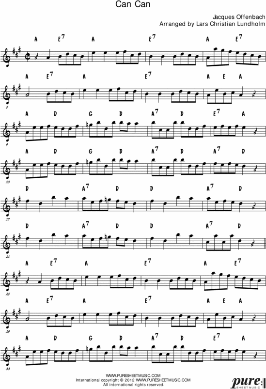 Product picture Can-can Pure Sheet Music Solo for F Instrument, Arranged by Lars Christian Lundholm