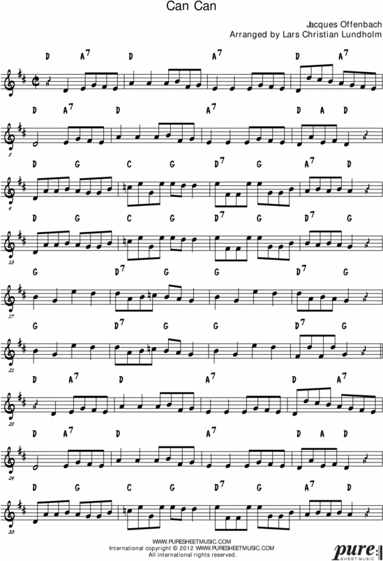 Product picture Can-can Pure Sheet Music Solo for Oboe, Arranged by Lars Christian Lundholm