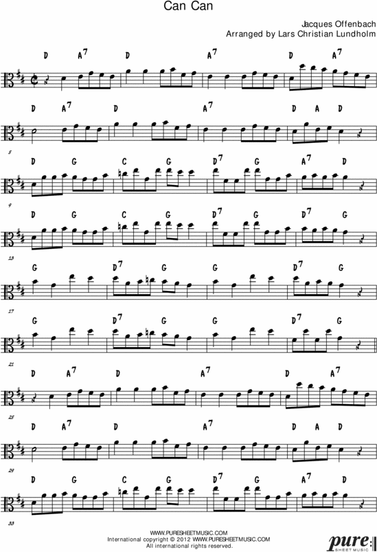 Product picture Can-can Pure Sheet Music Solo for Viola, Arranged by Lars Christian Lundholm