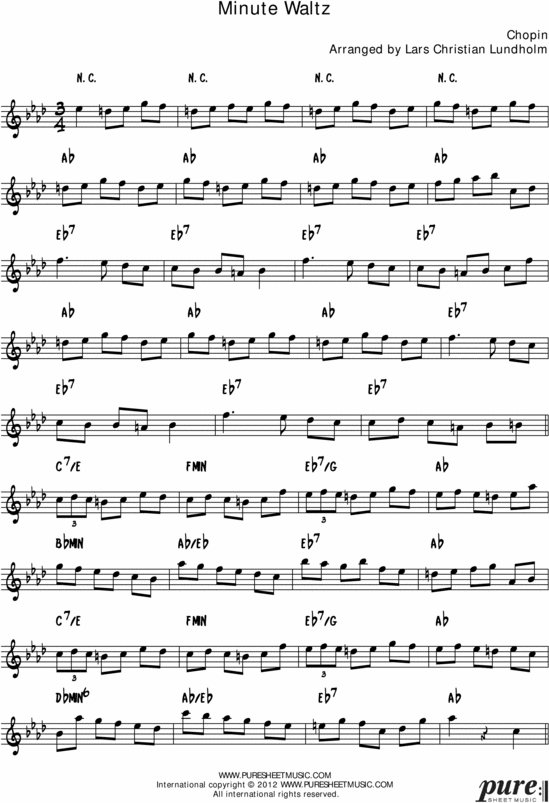 Product picture Chopins Minute Waltz Pure Sheet Music Solo for English Horn, Arranged by Lars Christian Lundholm