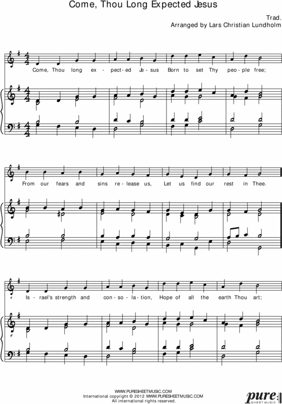 Product picture Come, Thou Long Expected Jesus Pure Sheet Music for Organ and Voice, Arranged by Lars Christian Lundholm