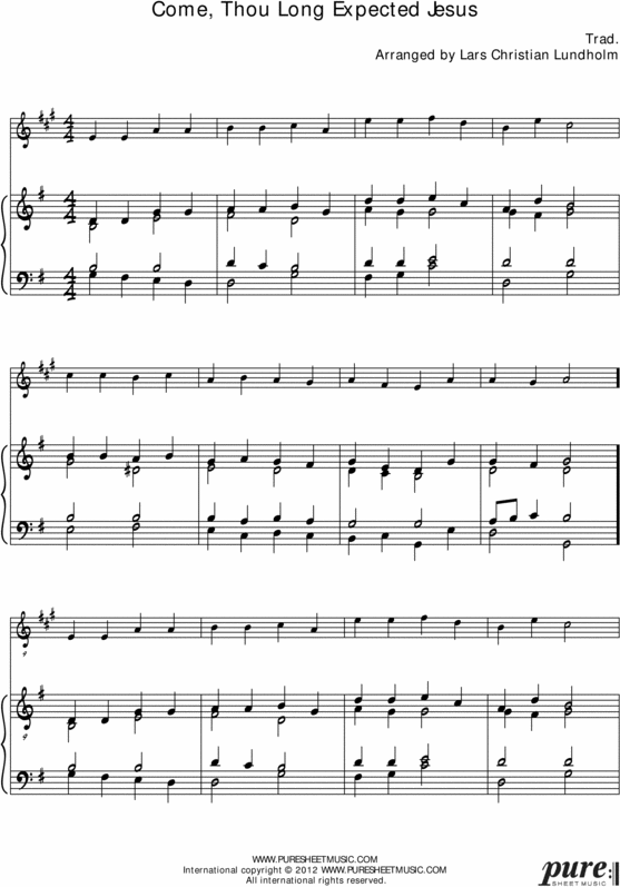 Product picture Come, Thou Long Expected Jesus Pure Sheet Music for Piano and Tenor Saxophone, Arranged by Lars Christian Lundholm