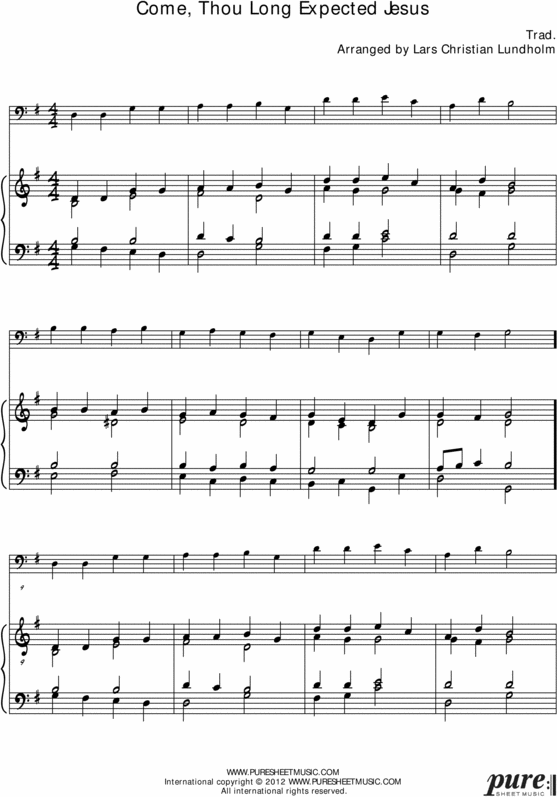 Product picture Come, Thou Long Expected Jesus Pure Sheet Music for Piano and Cello, Arranged by Lars Christian Lundholm
