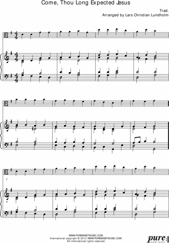 Product picture Come, Thou Long Expected Jesus Pure Sheet Music for Piano and Viola, Arranged by Lars Christian Lundholm