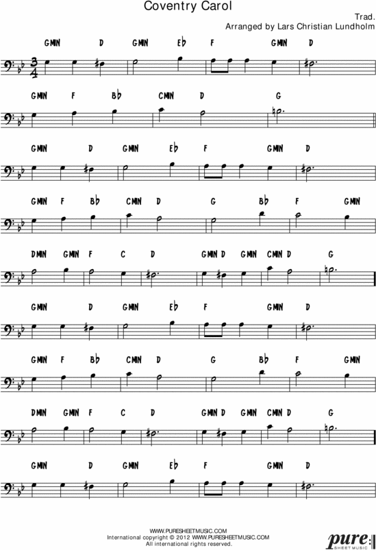 Product picture Coventry Carol Pure Sheet Music Solo for Bassoon, Arranged by Lars Christian Lundholm