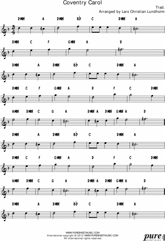 Product picture Coventry Carol Pure Sheet Music Solo for French Horn, Arranged by Lars Christian Lundholm