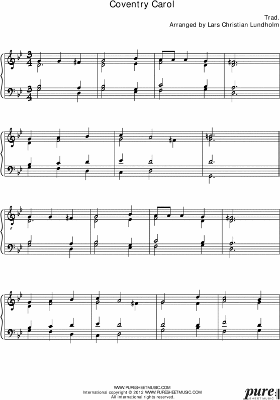 Product picture Coventry Carol Pure Sheet Music for Organ, Arranged by Lars Christian Lundholm