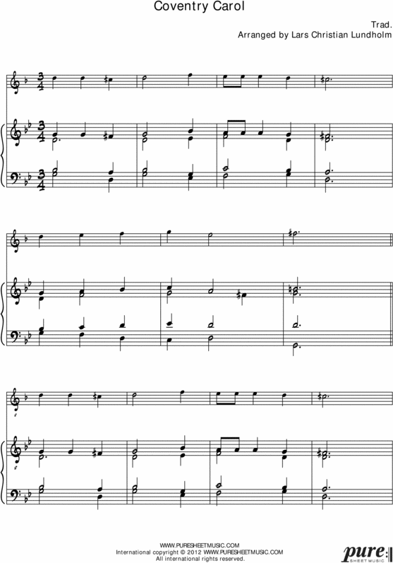 Product picture Coventry Carol Pure Sheet Music for Organ and F Instrument, Arranged by Lars Christian Lundholm