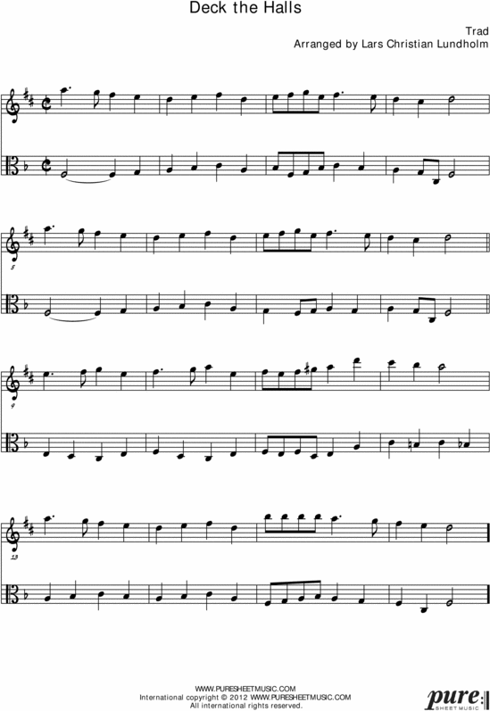 Product picture Deck the Halls Pure Sheet Music Duet for Baritone Saxophone and Viola, Arranged by Lars Christian Lundholm