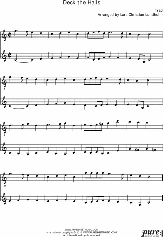 Product picture Deck the Halls Pure Sheet Music Duet for C Instrument and Viola, Arranged by Lars Christian Lundholm