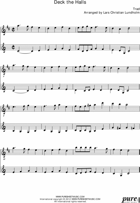 Product picture Deck the Halls Pure Sheet Music Duet for Eb Instrument and F Instrument, Arranged by Lars Christian Lundholm