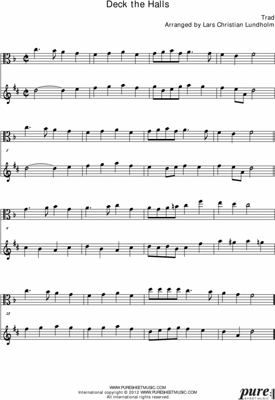 Product picture Deck the Halls Pure Sheet Music Duet for Viola and Baritone Saxophone, Arranged by Lars Christian Lundholm