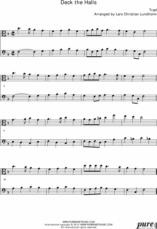 Product picture Deck the Halls Pure Sheet Music Duet for Viola and Cello, Arranged by Lars Christian Lundholm