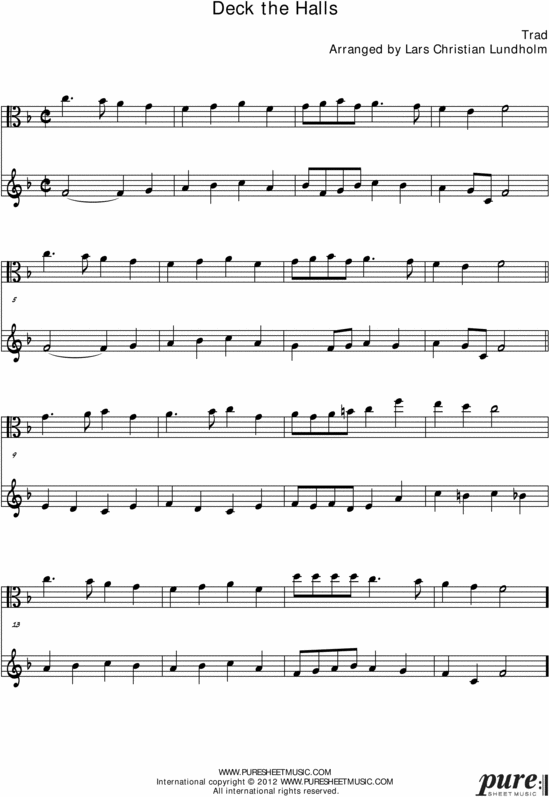 Product picture Deck the Halls Pure Sheet Music Duet for Viola and Guitar, Arranged by Lars Christian Lundholm